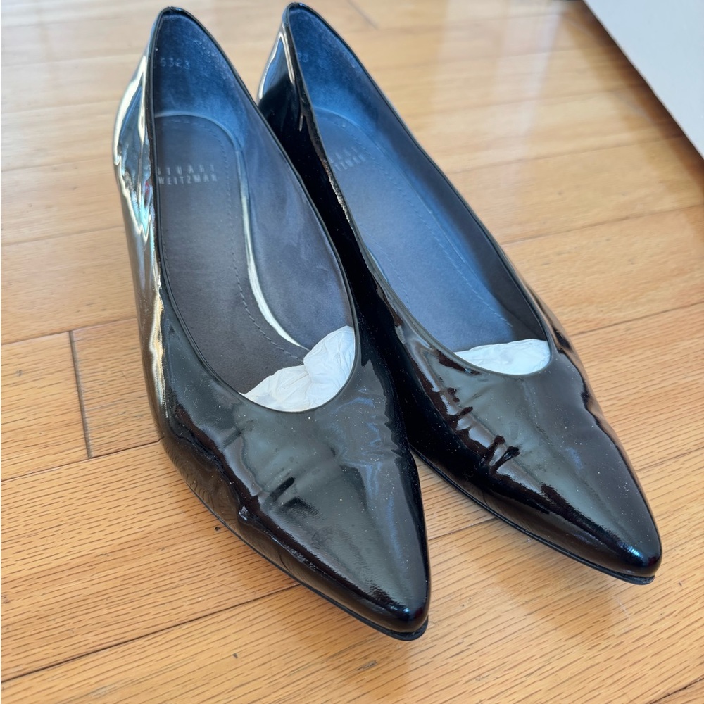 Stuart Weitzman Black Patent Low Wedge Heels